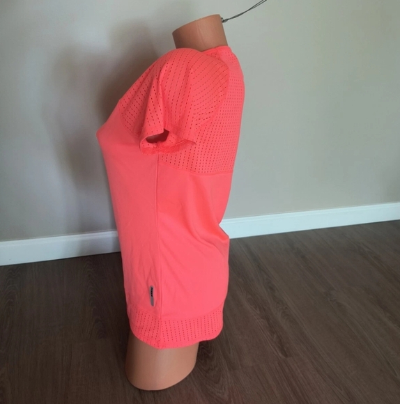 RBX Women's Neon Orange Active Wear Eyelet Short Sleeve Shirt Size Small - Picture 3 of 6